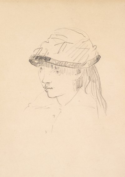 Mladá dívka v kulatém klobouku, 1878-79 (grafit na papíře) od Édouard Manet
