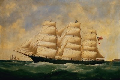 US Sailing Ship, Servia u Le Havre (olej na plátně) od Edouard Marie Adam