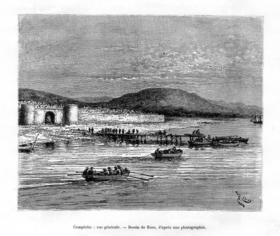 Campeche, Yucatan, Mexiko, 19. století od Edouard Riou