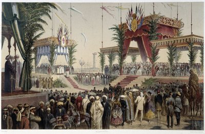 La Tribune des sovereigns v „“ Inaugurace Suezského průplavu od G. Nicole. 1869 od Edouard Riou