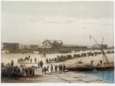 Scéna a pohled na kanál v „“ Inaugurace Suezského průplavu od G. Nicole. 1869 od Edouard Riou