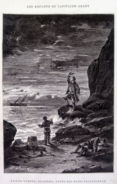 Vezmi ho dolů, Pane, do rukou sklíčených! v “Les Enfants du Capitaine Grant”” od Julese Verna od Edouard Riou