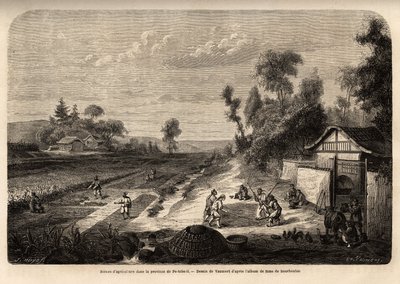 Scény zemědělství v období sklizně, v provincii Pe-Tche-Li (Pe Tche Li) od Edouard Vaumort