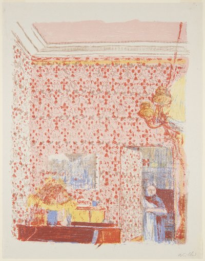 Krajiny a interiéry: Interiér s růžovou tapetou I od Edouard Vuillard