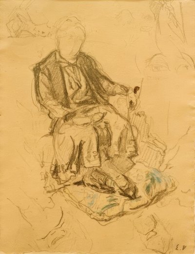 Madame Bénard seděla, nohy spočívala na polštáři od Edouard Vuillard