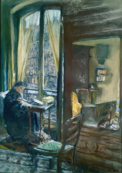 Madame Vuillard šije na okně, rue de Calais od Edouard Vuillard