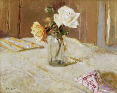Růže ve skleněné váze od Edouard Vuillard