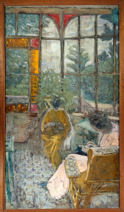 Dvě ženy vyšívání pod verandou. Lucie Hessel a herečka Marthe Mellot od Edouard Vuillard