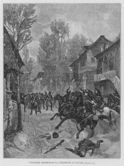 The French Disperse The Savoy Expedition (rytina) od Edouardo Matania