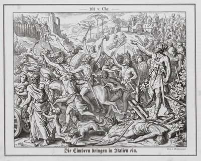 Invaze Cimbrů na římské území od Eduard Bendemann