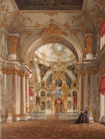 Interiéry Zimního paláce. Katedrála v Zimním paláci, 1860 od Eduard Hau