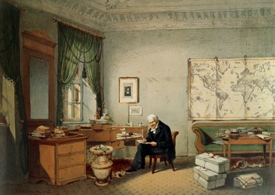 Baron Alexander von Humboldt (1769-1859) ve své studii od Eduard Hildebrandt