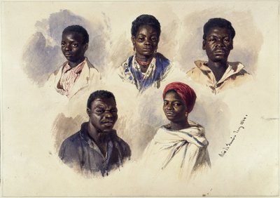 Pět portrétů afro-brazilských osob, polopostavy od Eduard Hildebrandt