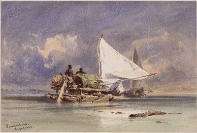 Jangady na moři u Pernambuca (Recife) od Eduard Hildebrandt