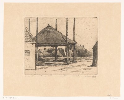 Hospodářský dvůr s prázdnou stodolou na seno od Eduard Karsen (signed by artist)