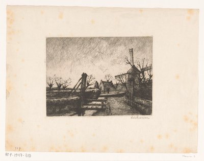 Cesta s mostem podél příkopu od Eduard Karsen (signed by artist)