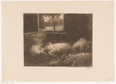 Prasata ve stáji od Eduard Karsen (signed by artist)