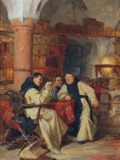 V klášterní knihovně od Eduard Theodor Ritter von Grützner
