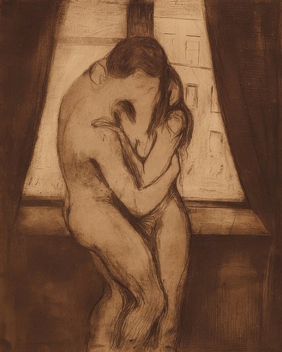 Polibek. 1895 od Edvard Munch