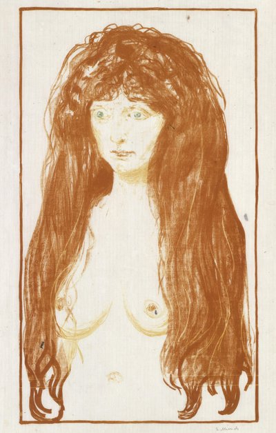 Die Sünde (Mädchen mit rotem Haar und grünen Augen) od Edvard Munch