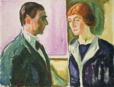 Sbohem (Dvojportrét Huga a Kathe Perlsových); Abschied (Doppelportrait Hugo und Kathe Perls), kolem roku 1912 (olej na plátně) od Edvard Munch
