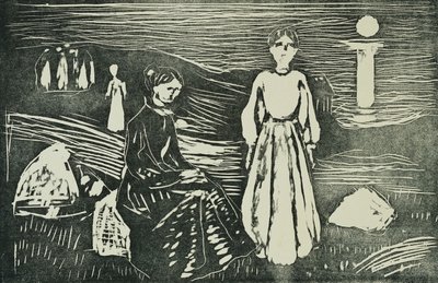 Ženy na mořské pláži v letní noci (SSH. 339) od Edvard Munch