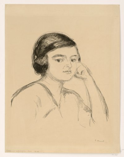 Mladá žena (mladá žena s rukou na tváři; dívka s podepřenou paží) od Edvard Munch