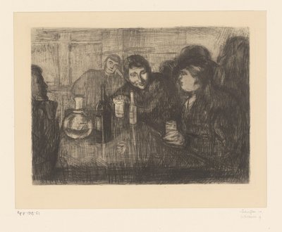 Muži kolem stolu v kavárně Kristiana (Oslo) Bohemians I (původní název) od Edvard Munch