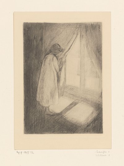 Dívka v noční košili u okna Dívka u okna (původní název) od Edvard Munch