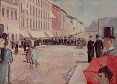 Vojenská kapela na Karl-Johann Street, Oslo od Edvard Munch