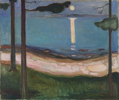 Měsíční svit severské krajiny. Obraz Edvarda Muncha (1863-1944) 1895 Rozm. 93x110 cm Oslo, Galleriet Najonal od Edvard Munch