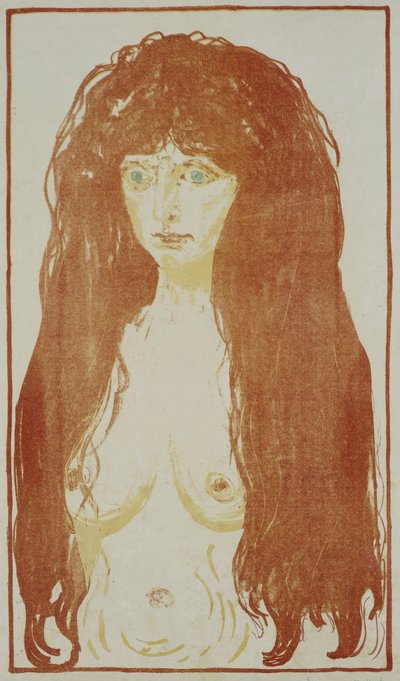 Nahá žena s červenými vlasy a zelenýma očima Stojící nahý s červenými vlasy, c. 1901 od Edvard Munch