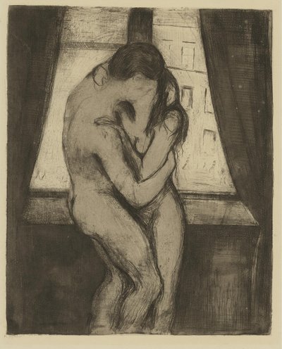 Polibek, 1895 od Edvard Munch