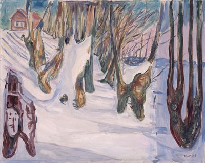 Zimní krajina s domem od Edvard Munch