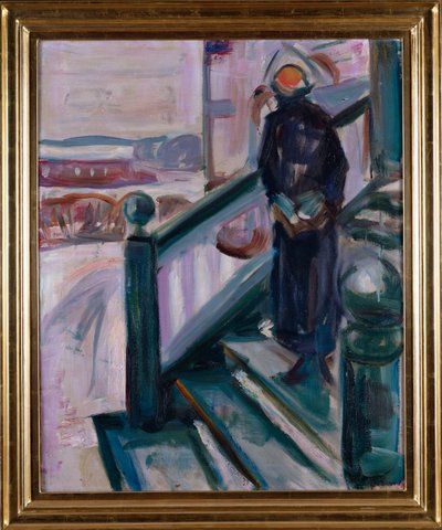 Žena na verandě (olej na plátně) od Edvard Munch