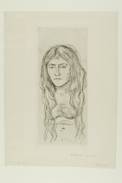 Žena s dlouhými vlasy od Edvard Munch
