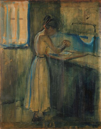 Mladá žena mytí sebe od Edvard Munch