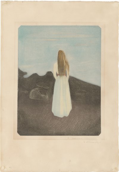 Mladá žena na pláži od Edvard Munch