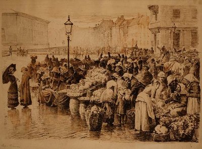 Zeleninový trh, Kodaň (pero a inkoust) od Edvard Petersen