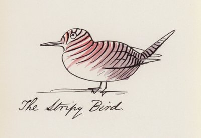 Edward Lear, The Bird Book: The Stripy Bird (barevné lito) od Edward (after) Lear