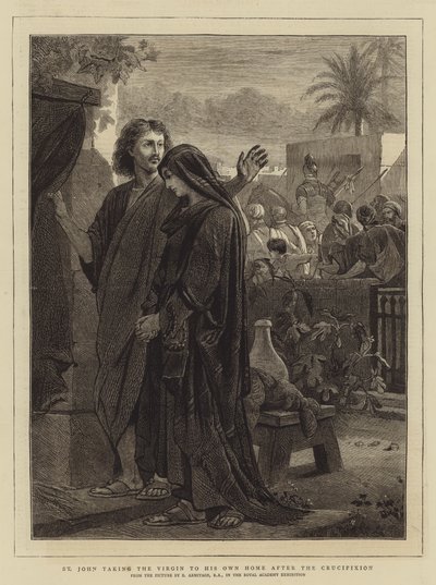 Svatý Jan přivádí Pannu Marii do svého domova po ukřižování od Edward A. Armitage