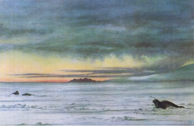 Pohled na sever v McMurdo Sound, z British Adventure vydané Collinsem, 1947 od Edward Adrian Wilson