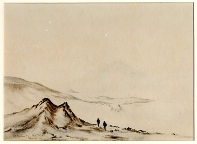 Mount Erebus z Hut Point, 1901-04 (wc na papíře) od Edward Adrian Wilson