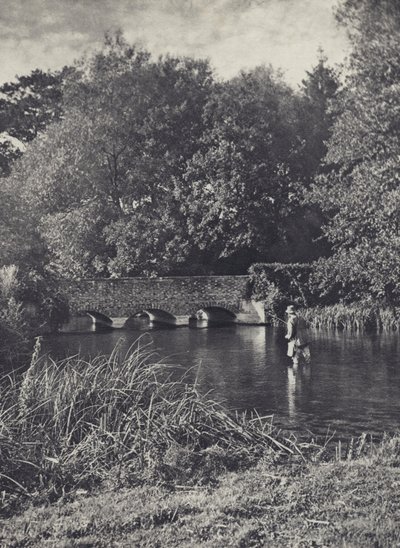 Večerní východ na mostě Leverton Bridge (čb fotografie) od Edward Alfred Barton