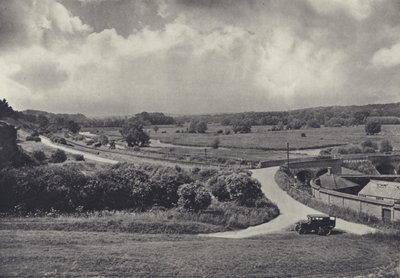 Údolí Test Valley z Chilbolton Down (čb fotografie) od Edward Alfred Barton
