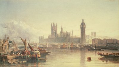 Budova parlamentu a Westminsterský most od Edward Angelo Goodall