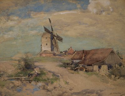 Větrný mlýn, cca 1900-04 (akvarel) od Edward Arthur Walton