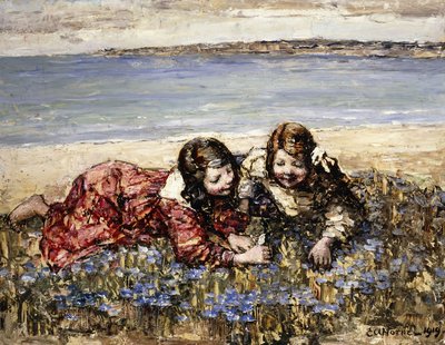 Sbírání květin u pobřeží od Edward Atkinson Hornel