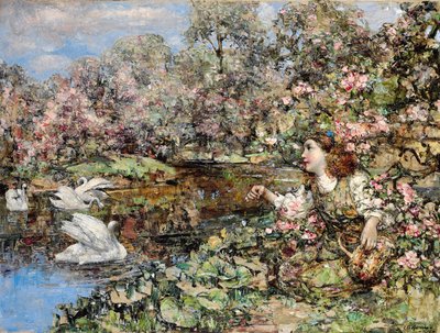 Labutí rybník od Edward Atkinson Hornel