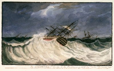 HMS "St George" za hurikánu v roce 1805, asi 1805 (akvarel) od Edward Bamfylde Eagles